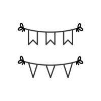 Outline Bunting Flags Illustration Featuring Variations in Festive Designs vector