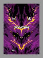 A futuristic and abstract purple and orange background with geometric shapes, lines vector