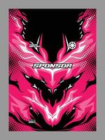 A pink and black abstract design with geometric shapes, lightning bolts vector