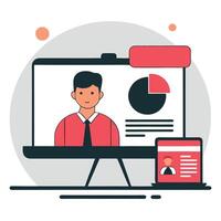 Webinar Concept for Knowledge Sharing and Online Discussion vector
