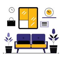 Relaxing Waiting Area with Inviting Sofa Design Concept vector