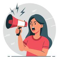 Woman Using Megaphone A Symbol of Attention and Loud Expression vector