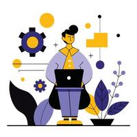 Modern Abstract Concept Illustration of Uploading Data with Arrows vector