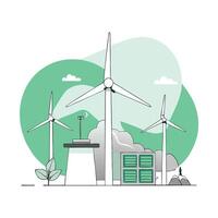 Windmills Generate Renewable Energy from Wind Gusts in a Concept Illustration vector