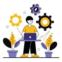 Conceptual Illustration of a Futuristic Tech Company with Modern Innovation vector