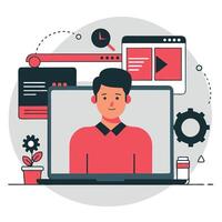 Creative Professional Constructing a Website Concept Illustration vector