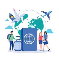 Passport and Travel Concept Illustration Displaying Worldwide Exploration vector