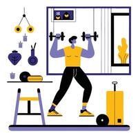 Visualizing the Convenience of Home-Based Workouts with One Illustration vector