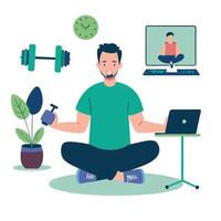 Concept Illustration of an Individual Training at Home in a Comfortable Environment vector