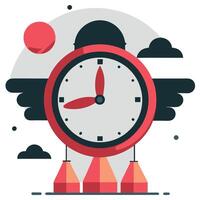 Time Flies Represented by Analogy of Clock Hands and Wings vector