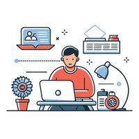 Illustrative Concept of Typing Skills and Office Efficiency vector
