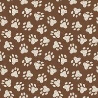 Animal paw seamless pattern. Cat, dog footprint repeat pattern with texture in black and white. Hand drawn pet paw print background. vector