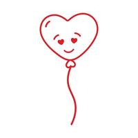Outline Heart shaped balloon on string in trendy red. Sticker Icon Logo design idea. Isolated illustration Valentines Day greeting cards, posting, or web promo, leaflets, label vector