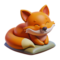 A cartoon fox sleeping on a pillow png