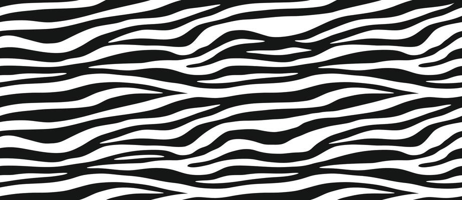Zebra print. Stripes, animal skin, tiger stripes, abstract pattern, line background. Black and white monochrome seamless texture.