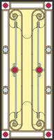 Stained-glass panel in a rectangular frame, abstract floral arrangement of buds and leaves in the art Nouveau style. Decorative design of the window or door vector