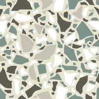 Texture of Terrazzo Floor. Tile with pebbles and stone. Abstract sand brown and green colors mosaic, seamless pattern vector