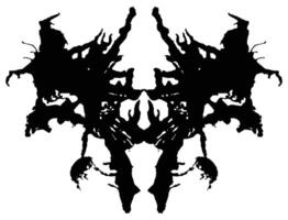 Rorschach inkblot test. Symmetrical abstract ink stains. Psycho diagnostic for silhouette spot. Isolated on white background vector