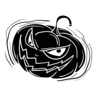 a black and white drawing of a pumpkin with a face vector