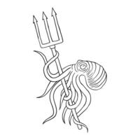 an octopus with a spear and a trident vector