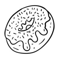a donut is drawn in black and white on a white background vector