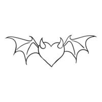 a drawing of a heart with wings on it vector