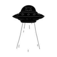 an illustration of a flying saucer with a black outline vector