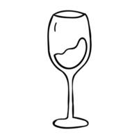 a drawing of a wine glass with a slice of bread vector