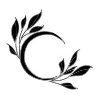 a black and white drawing of a letter c with leaves vector