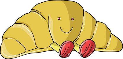 a cartoon croissant with a smile on its face vector