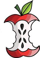 an apple with a bite taken out of it vector