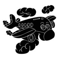 a cartoon airplane flying through the clouds vector