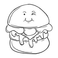 a hamburger with a smiley face on it vector