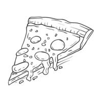 a slice of pizza is shown in a drawing vector