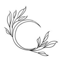 a black and white drawing of a letter c with leaves vector
