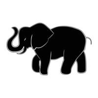 an elephant is shown in black and white on a white background vector