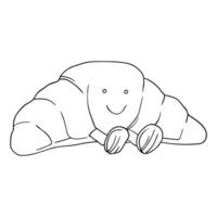 a drawing of a croissant lying down vector