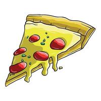 a slice of pizza with cheese and peppers on it vector