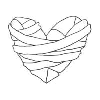 a drawing of a heart wrapped in bandages vector