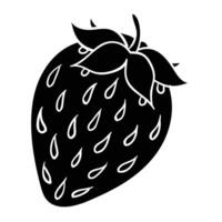 a black and white strawberry icon on a white background vector