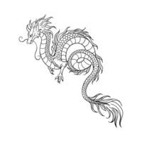 a dragon is drawn in black and white on a white background vector