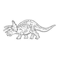 a dinosaur coloring page with a black and white outline vector