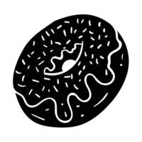 a black and white donut with a white outline vector