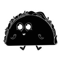 a black and white drawing of a taco vector
