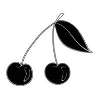 two cherries with leaves on a white background vector