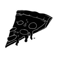 a slice of pizza is shown in black and white vector