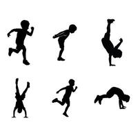 Silhouette of Boys Dynamic Pose vector