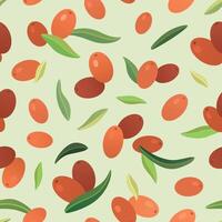 Sea buckthorn berries pattern vector
