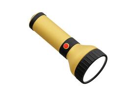 A yellow flashlight with a red light on it vector
