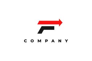 letra F y rojo flecha logo diseño vector